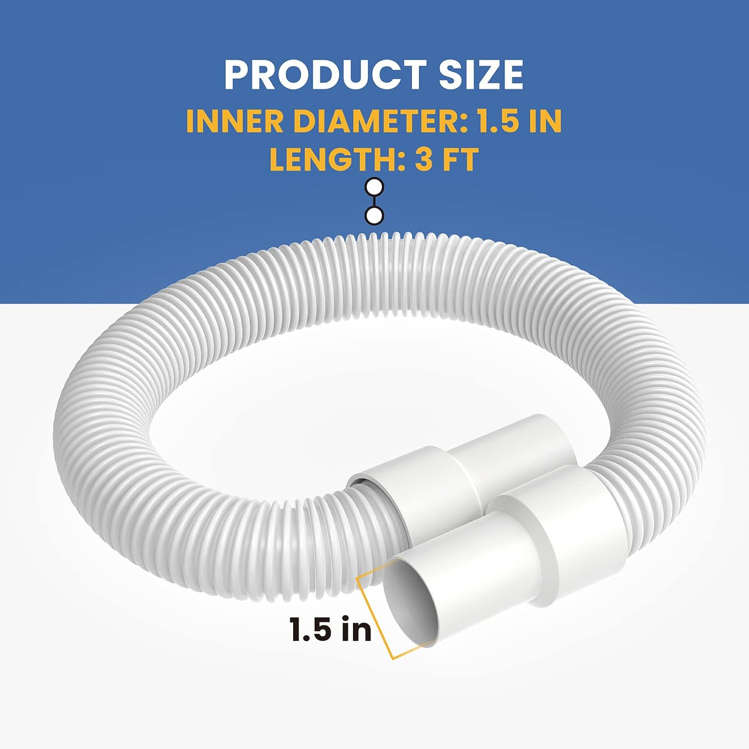 R211256 Flexible Vacuum Hose Fits forHose Replacement Leaf Traps,3 Ft Garden Hose for Leaf Traps Pool & Spa Safety Equipment Models 179,179C,180,186