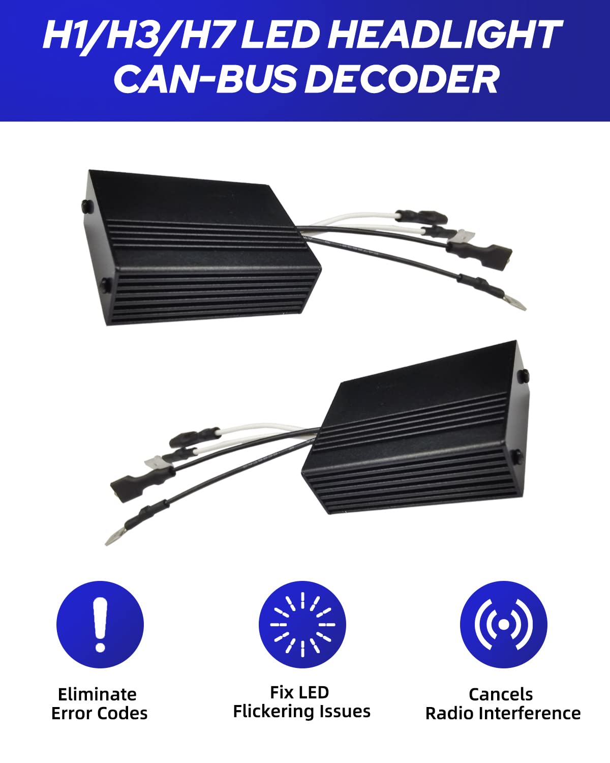 Kit Decodeur/résistance Canbus Pour Ampoules HID/Xénon - Anti-clignotement - Compatible H7/H4 Etc. - 6500K - Neuf
