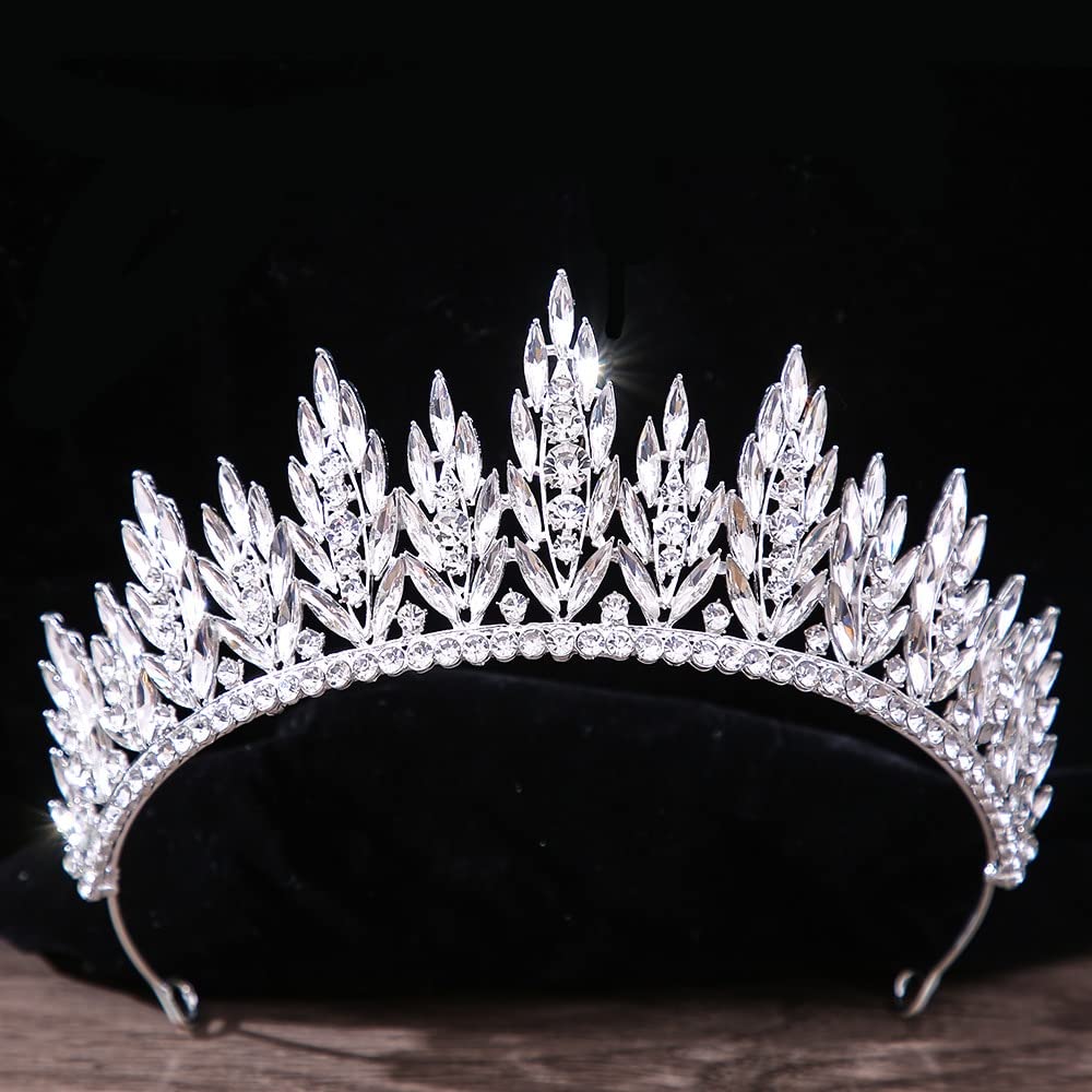Tiaras y coronas para mujer, coronas y tiaras de cristal de color plateado, corona barroca vintage para mujer, diadema para desfile de novia, accesorios para el cabello para boda.Style Z Silver Color