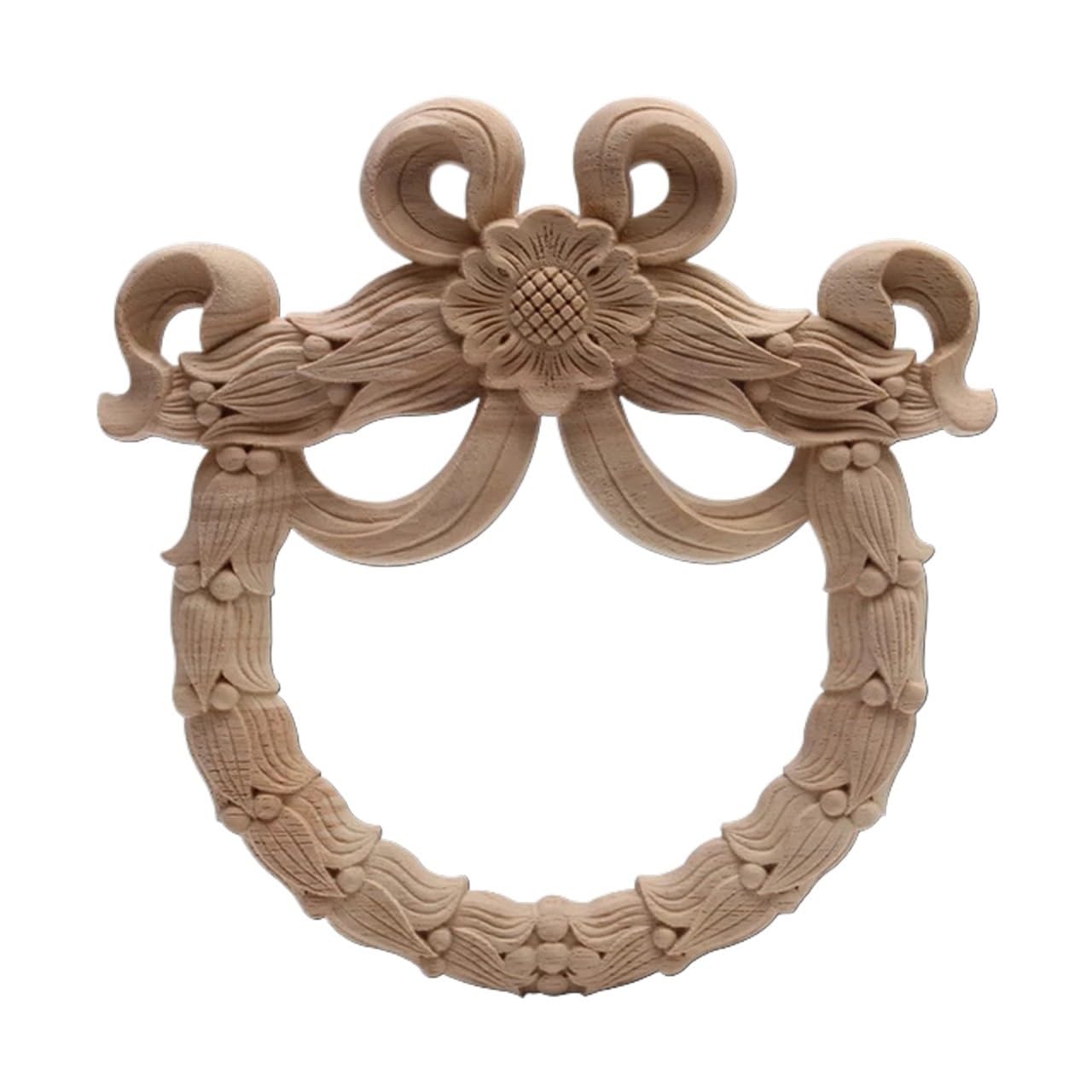 Flor tallada en madera maciza Dongyang de 20x20 cm para decorar puertas redondas