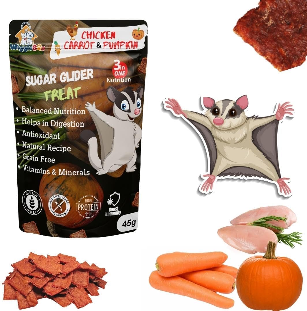Chicken, Carrot & Pumpkin Sugar Glider Treat | Protein Rich | Natural Detoxifier | Crunchy Food Snack | 45g
