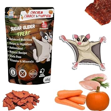 Chicken, Carrot & Pumpkin Sugar Glider Treat | Protein Rich | Natural Detoxifier | Crunchy Food Snack | 45g