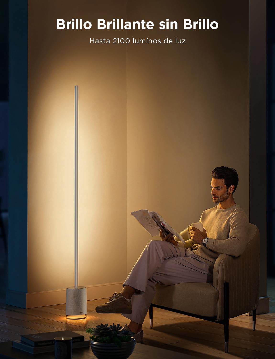 Govee Lámpara de Pie Pro, 2100LM RGBIC Lámpara LED Funciona con Alexa, Gris | 2200-6500K, Altavoz Bluetooth y Ruido Blanco, 16 Millones de Colores, 81 Modos de Escena, Sincronización Musical, Para Salón