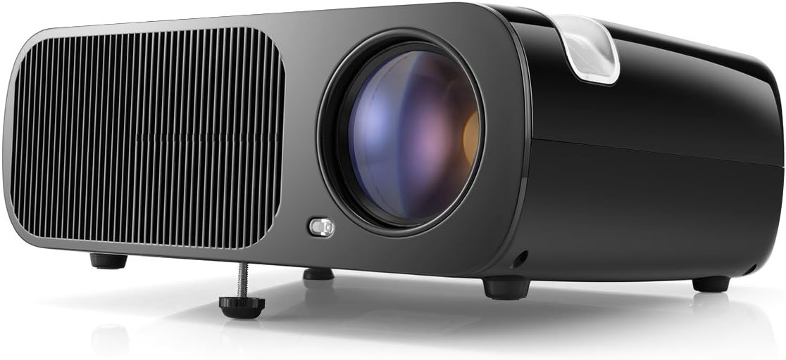 Video Projector, Pomarks Q2 HD Projector for Analog TV, DVD Player, Laptop,Tablet & Smartphone, Home Cinema Projector with Max 200-Inch Display - Black