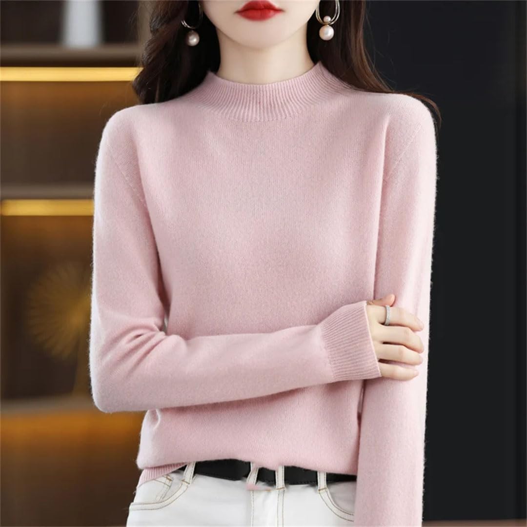 Maglione a maniche lunghe in lana da donna Slim Fit Basic Casual Maglione Mezzo collo Pullover Inverno Maglione Top 'S