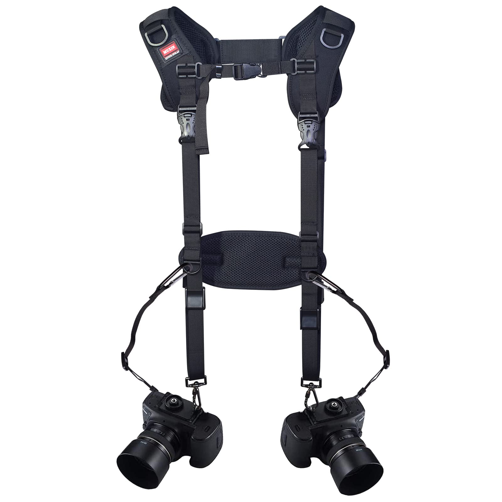 Double Camera Strap Quick Release Adjustable Double Shoulder Camera Strap with Safety Belt for DSLR SLR Camera