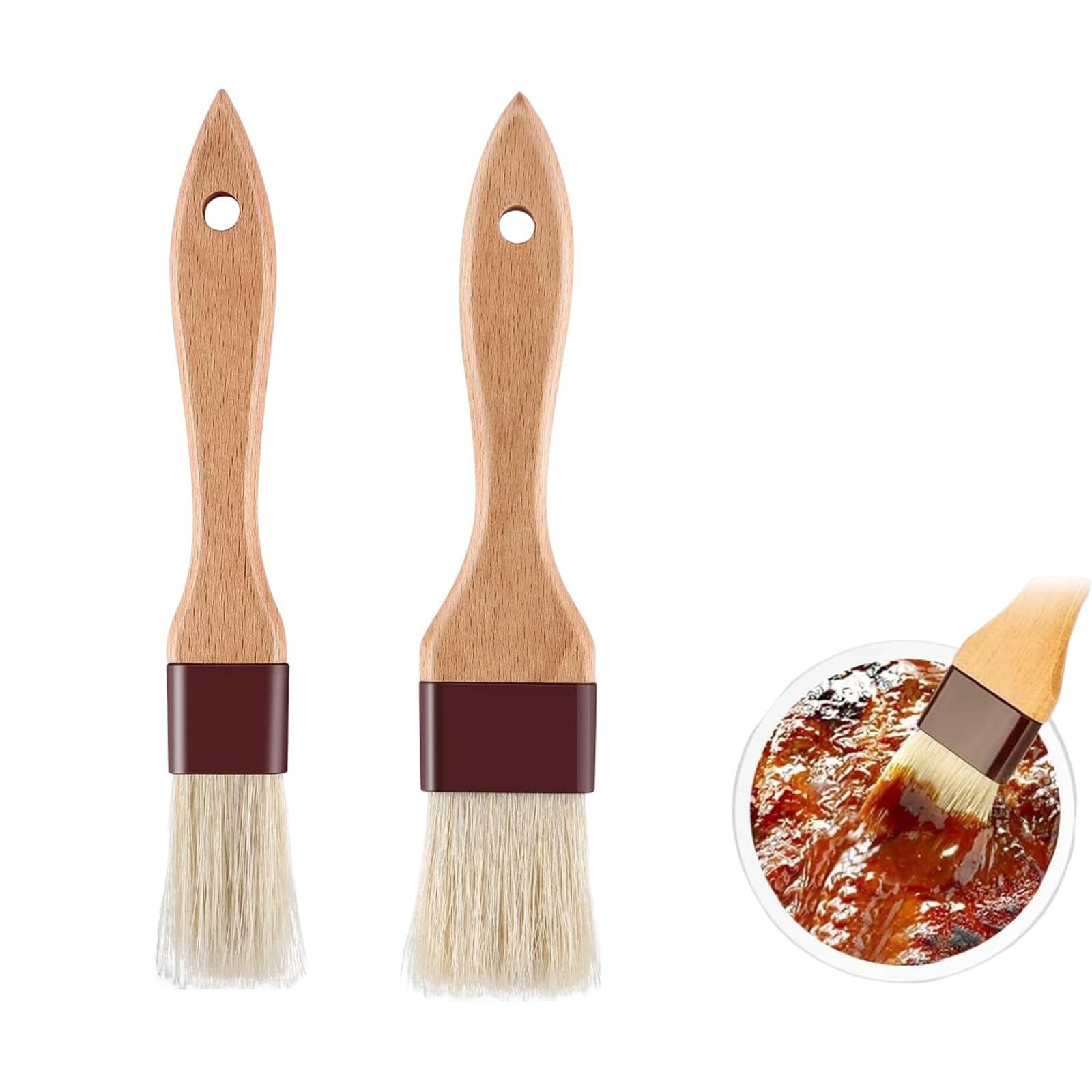 M METERXITY 2-Pack Pastry Brush - Soft Basting Oil Brush For BBQ, Baking, Cooking, 8.66 Inch