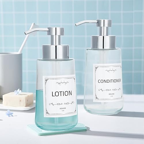 Miniatura 6 de Doiliese Dispensador de jabón, dispensador de jabón de vidrio transparente con bomba a prueba de óxido, bomba de jabón líquido de 16 onzas con