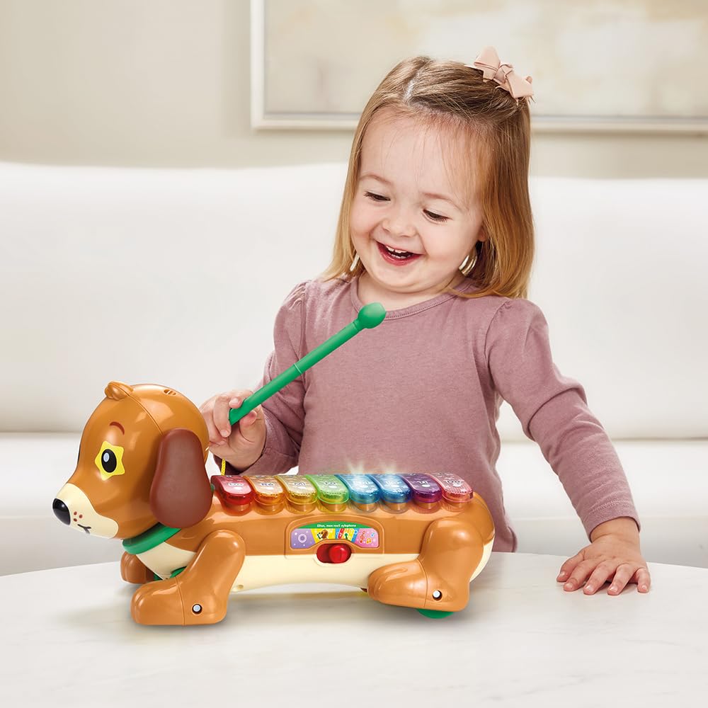 VTech - Elton, Mon Rouli Xylophone, Perro Interactivo para Caminar, xilófono Luminoso 2 en 1, Instrumento Musical para bebés, Juguete para Disparar, Regalo para niños a Partir de 18 Meses