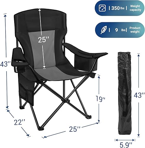 Miniatura 2 de AsterOutdoor - Silla plegable de campamento acolchada con portavasos grandes, organizador lateral y bolsillo trasero para exteriores, campamento,