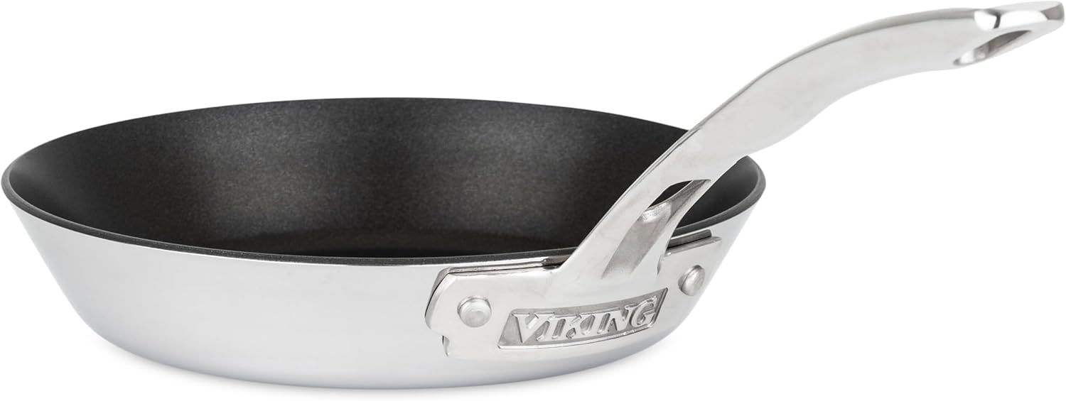 Viking Contemporary 3-Ply Non Stick Frying Pan, 8 Inch Stainless Steel Nonstick Fry Pan, 3 Liters, Silver - Thumbnail 3