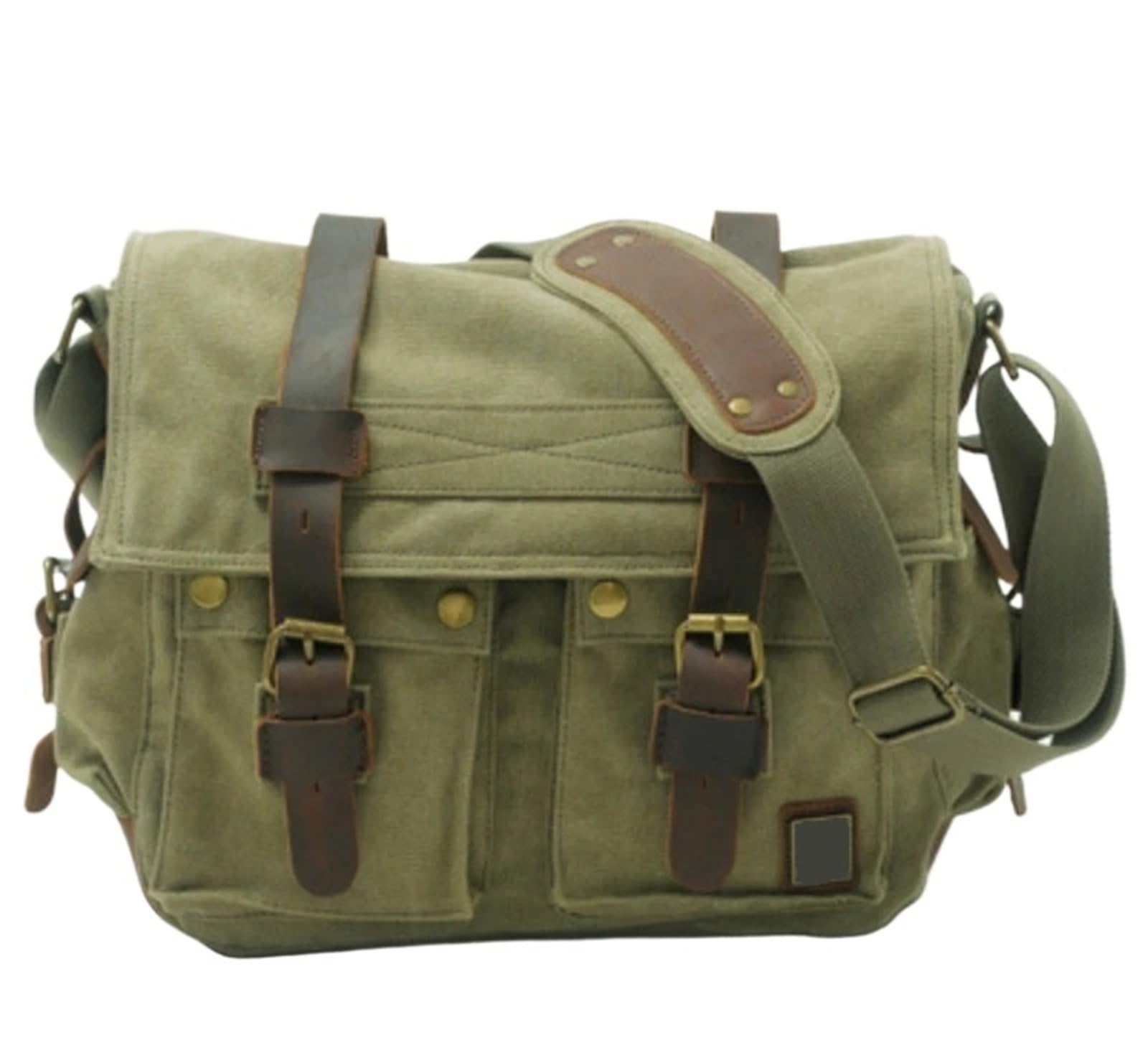 Compatibile con la borsa messenger universale in tela e pelle | Borsa messenger vintage con inserto imbottito for macchina fotografica o for l'uso quotidiano.(Green)