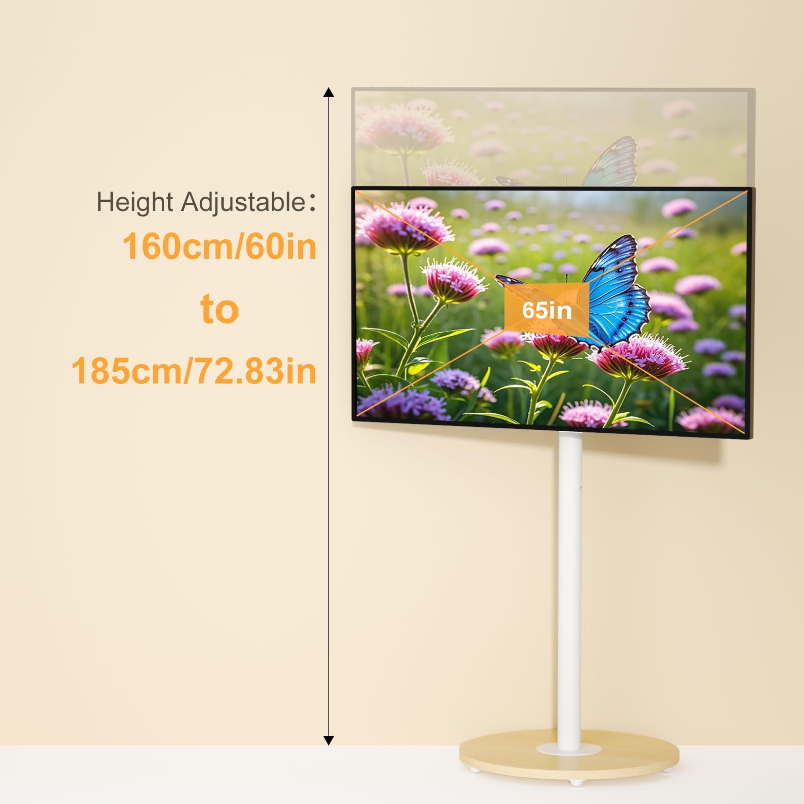 UNHO Support TV Mobile sur Pied avec roulettes pour TV 40–75″ Design Moderne Hauteur Réglable Étagère Intégrée Compatibilité VESA 200×200 à 600x400 Charge 50 kg Salon - 4