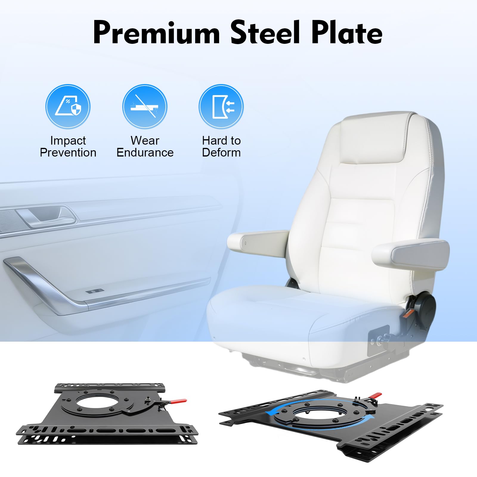 Console girevole per lato conducente principale, girevole a 360°, universale, in lamiera d'acciaio, adatto per Mercedes Sprinter (2002-18), Lorenz (19-20), Ford Transit (14-20), FJ Koolitze
