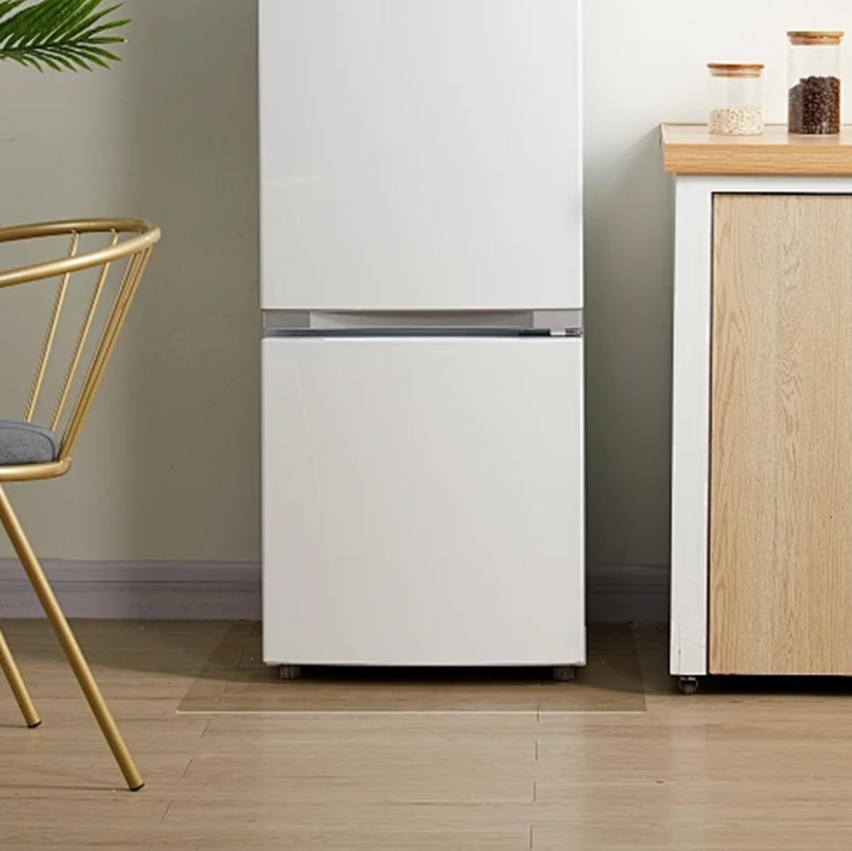 FURKIT Clear Pebble Patterned Refrigerator Mat, 2mm PVC Anti-Slip Floor Protector, Scratch & Moisture Resistant, Floor Protection for Under