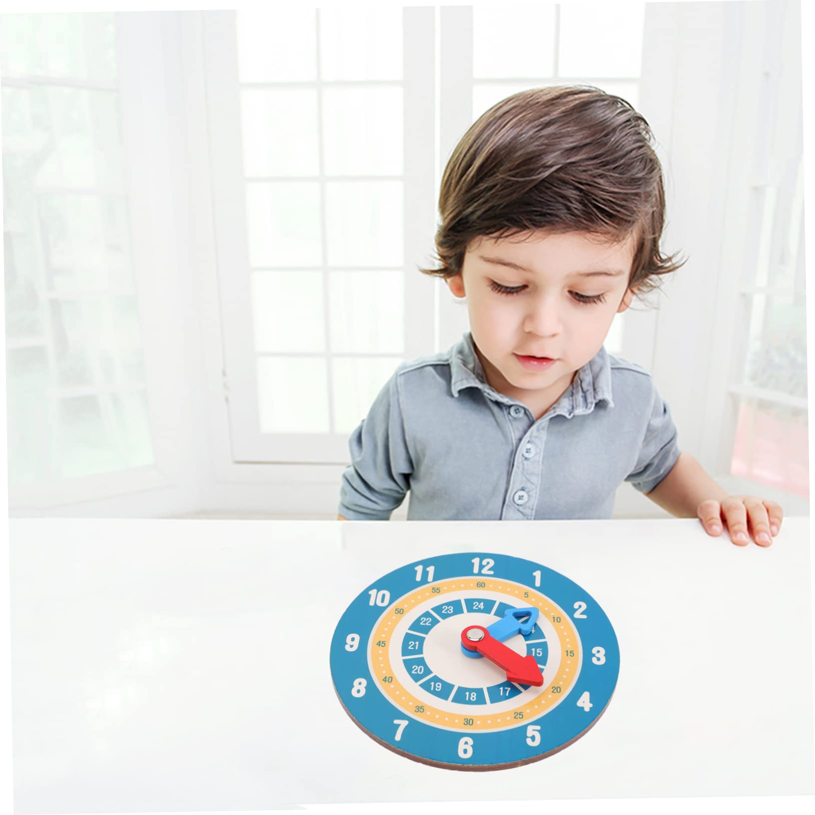 Zerodeko Montessori Wooden Teaching Clock for Educational Math Learning Tool Analog Clock Model for Time Telling for Classroom and Home Use Engaging Learning for