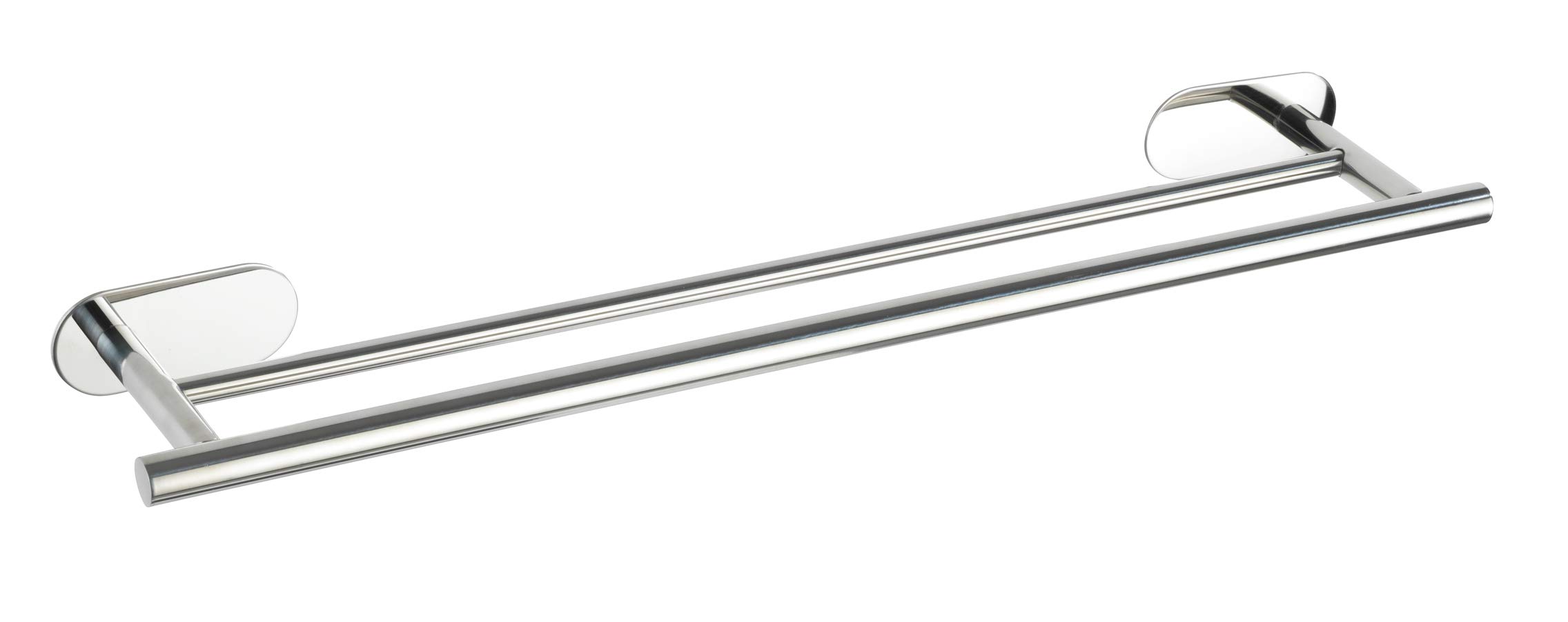 WENKO Turbo-Loc Badetuchstange Orea Shine, Befestigen ohne bohren, 2 lange Handtuchstangen für Badetuch & Handtücher, hochwertiger, rostfreier Edelstahl glänzend, 60 x 4,5 x 12 cm