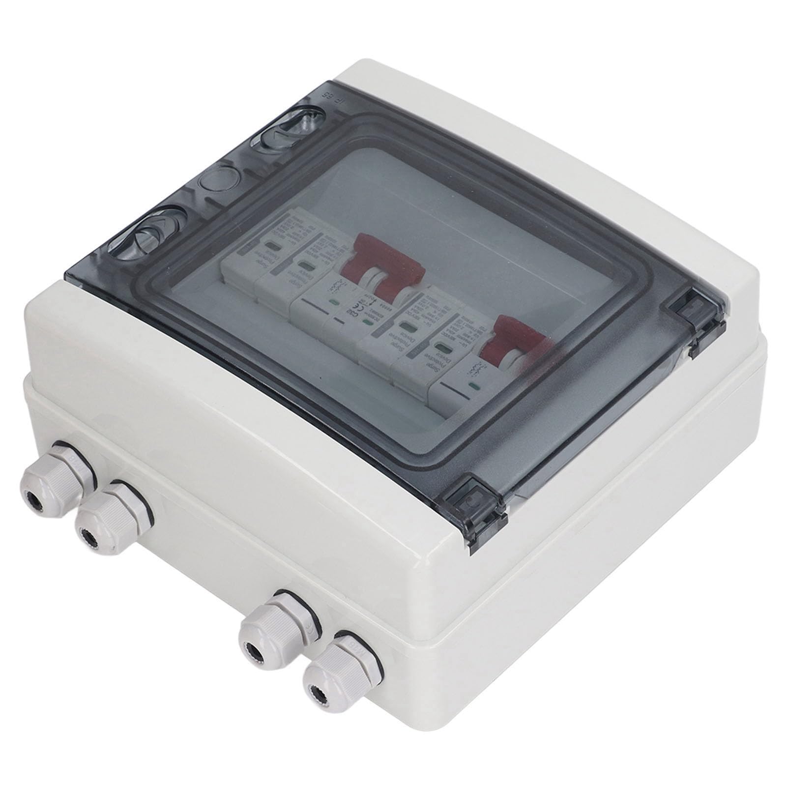 Bewinner Sezionatore Solare DC 500V Scatola Combinatrice Solare 2 in 2 Out con Protezione da Sovratensione, Interruttore Automatico 32A, Resistente all'acqua IP65, Isolatore Fotovoltaico per Rete di