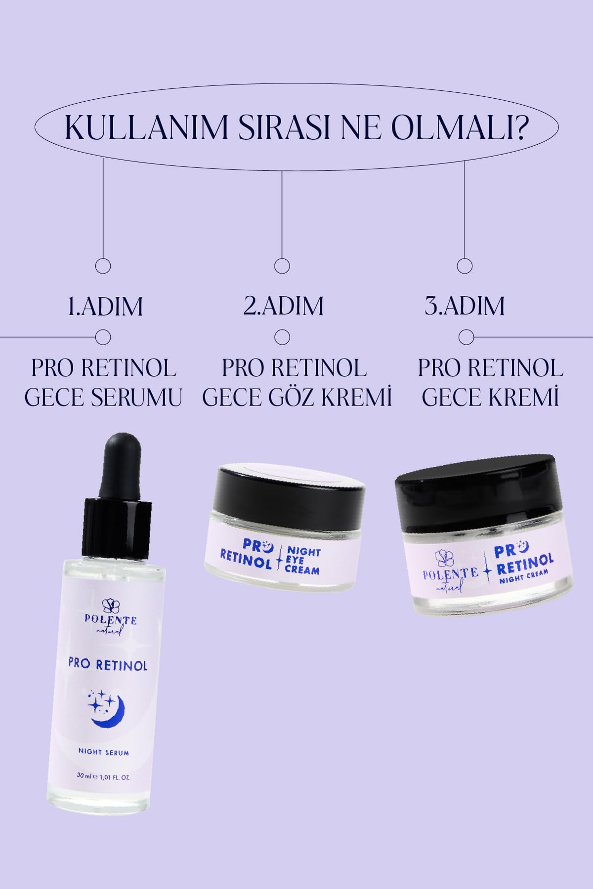 Polente Natural - PRO RETİNOL NIGHT SERUM Retinol İçeren Yaşlanma Karşıtı Gece Bakım Serumu (30 ml)