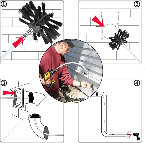 Miniatura 4 de Morinoli Kit de limpieza de ventilación de secadora de 24 pies, sistema de bloqueo de botón cromado, sistema de limpieza de ventilación de secadora,