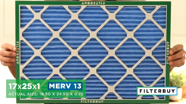 Image of Filterbuy 17x25x1 Air Filter MERV 13 Smoke & Allergy Defense (4-Pack) | Electrostatic Pleated HVAC AC Furnace Filters Replacement, Made in USA (Actual Size: 16.50 x 24.50 x 0.75)