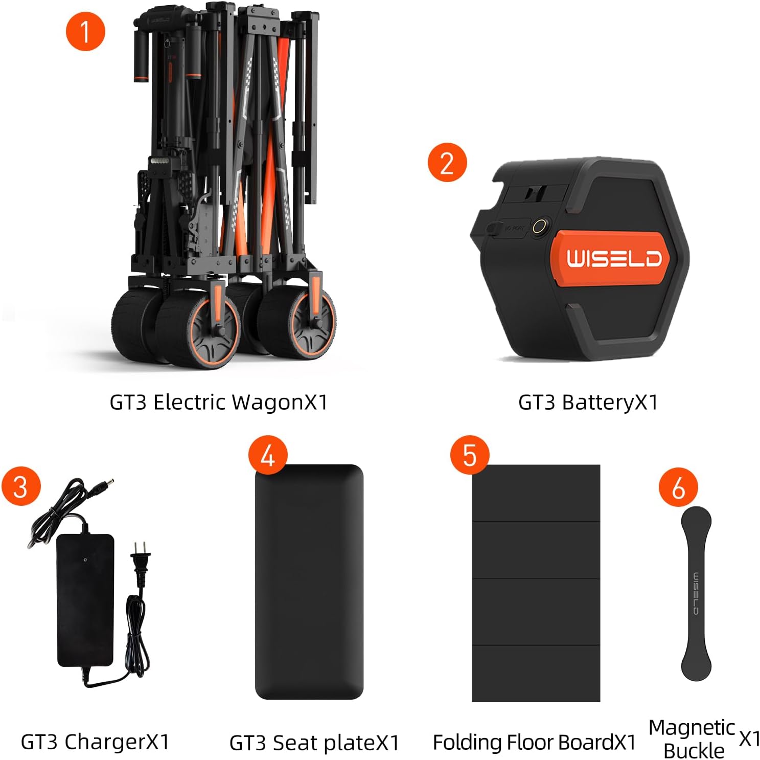 WISELD GT3 Electric Wagon Cart with Seat, Dymanic Load 551LBS/Static 771LBS All Terrain Wagon Heavy Duty, Reverse Function, Precision Steering, 2 Modes for Grocery Shopping, Sports, Garden, Camping