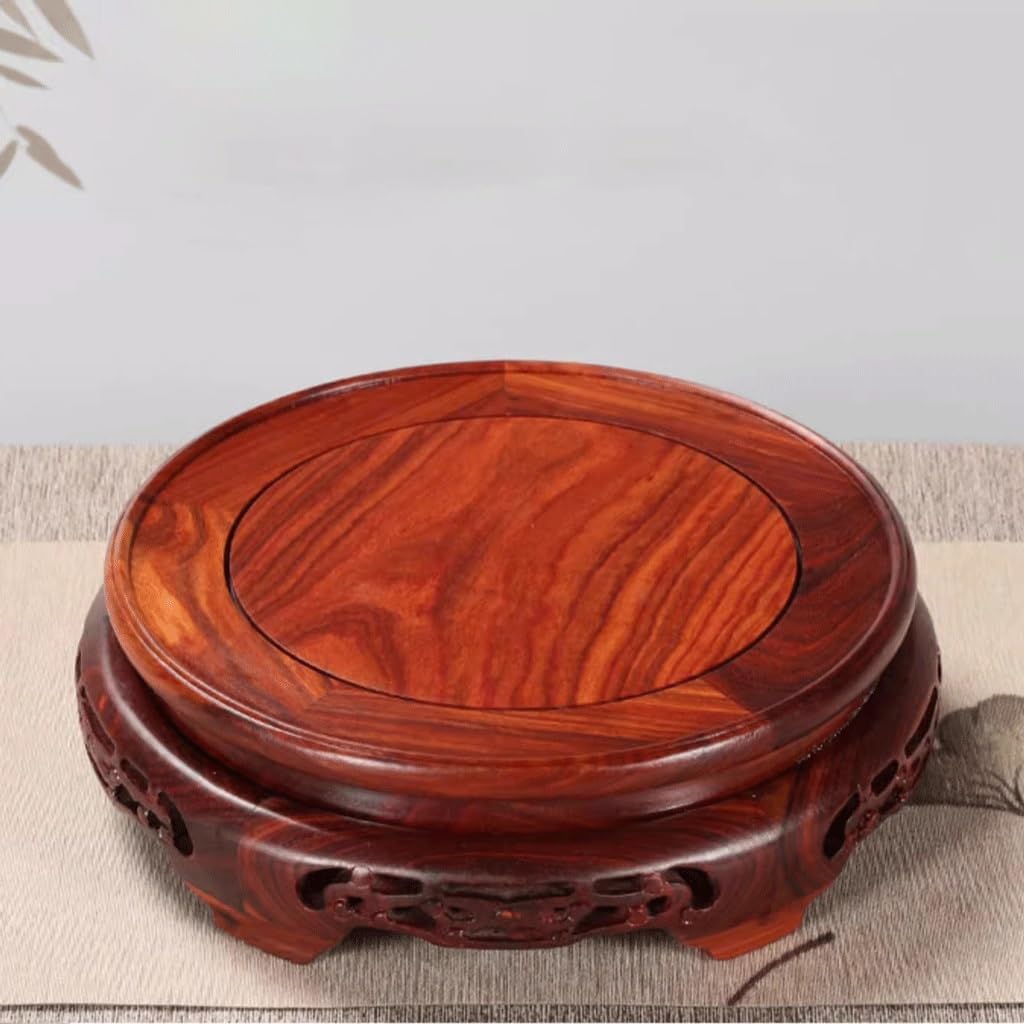 Bonsai Pedestal Vase Pedestal Stands Vase Round Base Crafts Ornaments Buddha Statue Flower Bonsai Solid Wood Bottom Bracket Planter Stand Plant Holder