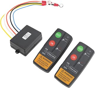 Aramox Wireless Winch Remote Control Kit ABS Universal Winch Controller 12V 24V 75ft Range 2 Remotes LED Receiver for Car Truck ATV Off Road Towing Recovery