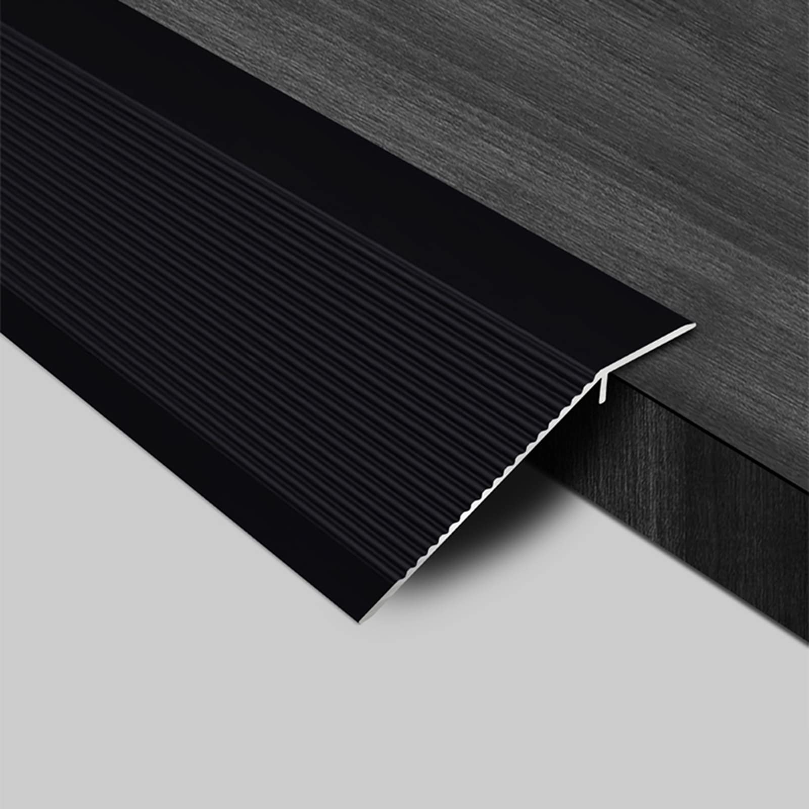 Remys Black Suitable Height Difference 0.3In-1.5In,Extra Wide Doorway Reducer, Waterproof Aluminum Thresholds Transition Strip, Carpet Joining Strips(,105Cm/41.3In)