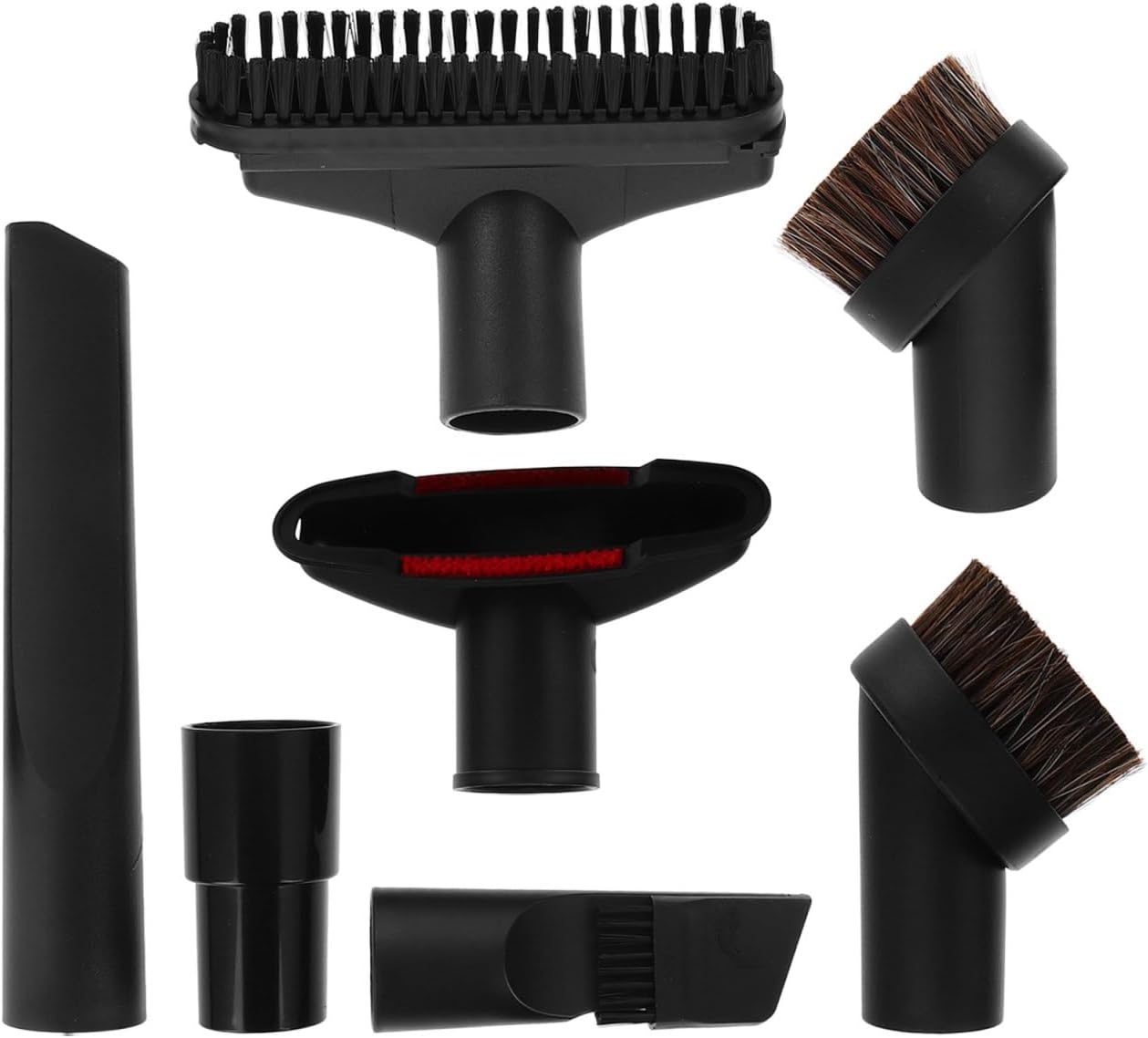 Universal Vacuum Cleaner Attachments Kit: 7-Piece Vac Replacement Parts, 32mm to 35mm Hose Adapter, Crevice Tool & Brush Accessories for Car Detailing Shop Cordless Sweepers