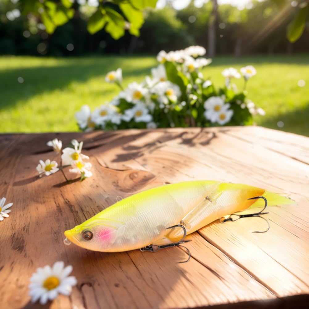 19 cm 55 g Swimbait flottant à 2 articulations avec queues souples – Leurre de pêche articulé pour eau douce et salée