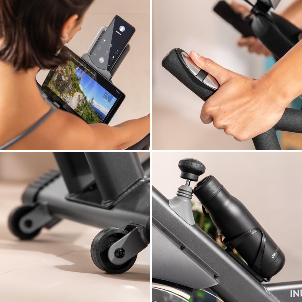 Cecotec Cyclette Indoor con Volano da 20 kg DrumFit Indoor 20000 Race. Cardiofrequenzimetro, Display LCD, Supporto per Dispositivi e Bottiglia, Manubrio Sportivo, Ruote, Sella Regolabile