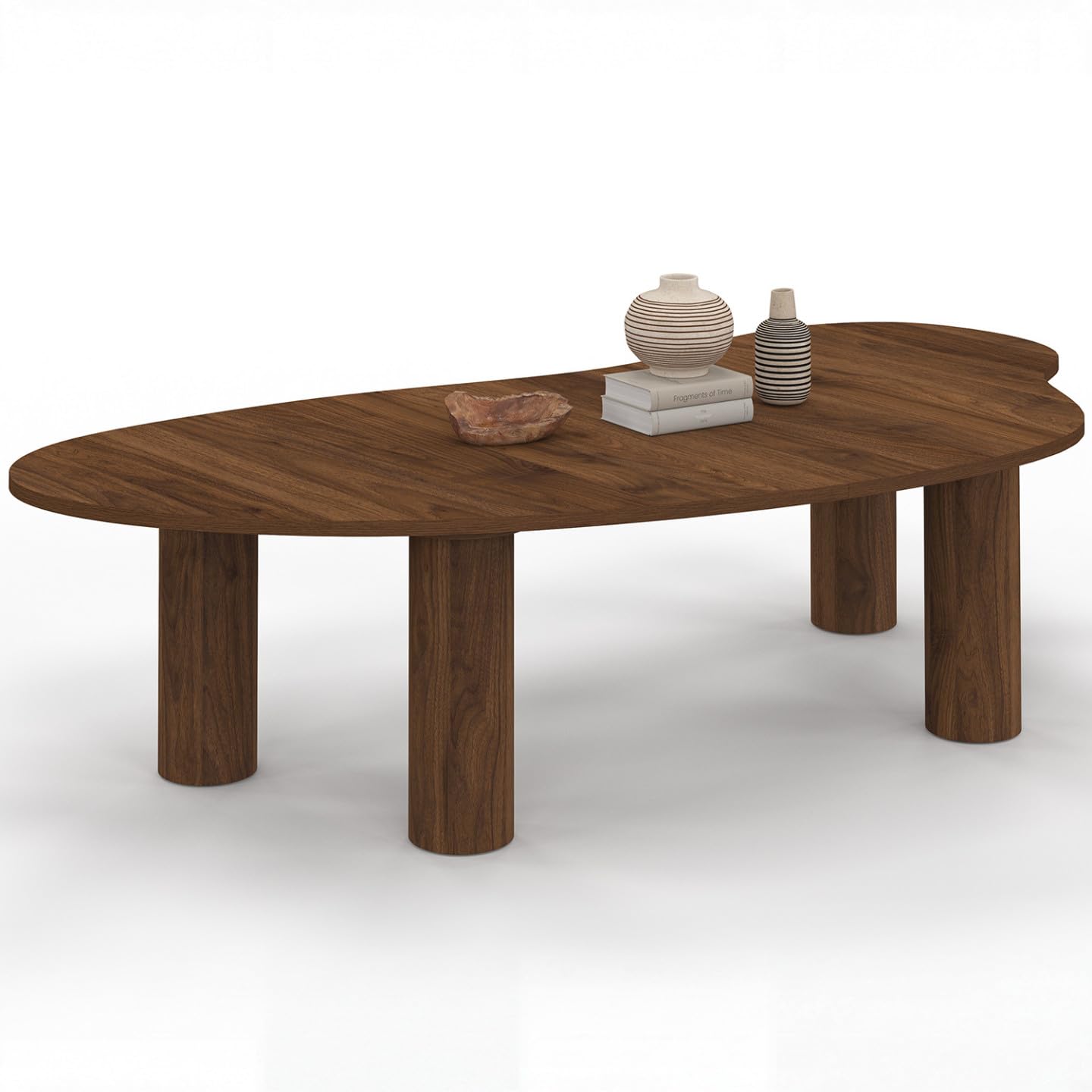IDMarket – Mesa baja orgánica 140 cm madera efecto nogal