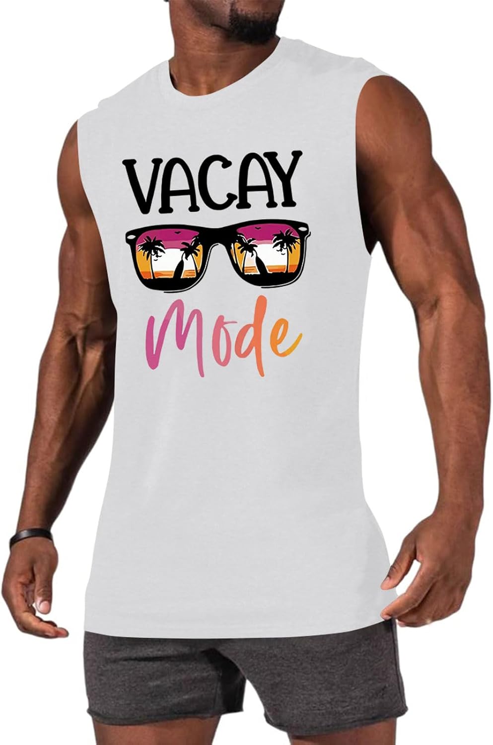Mens Summer Beach Tank Tops Vacay Graphic Sleeveless Shirts Casual Hawaiian T Shirsts