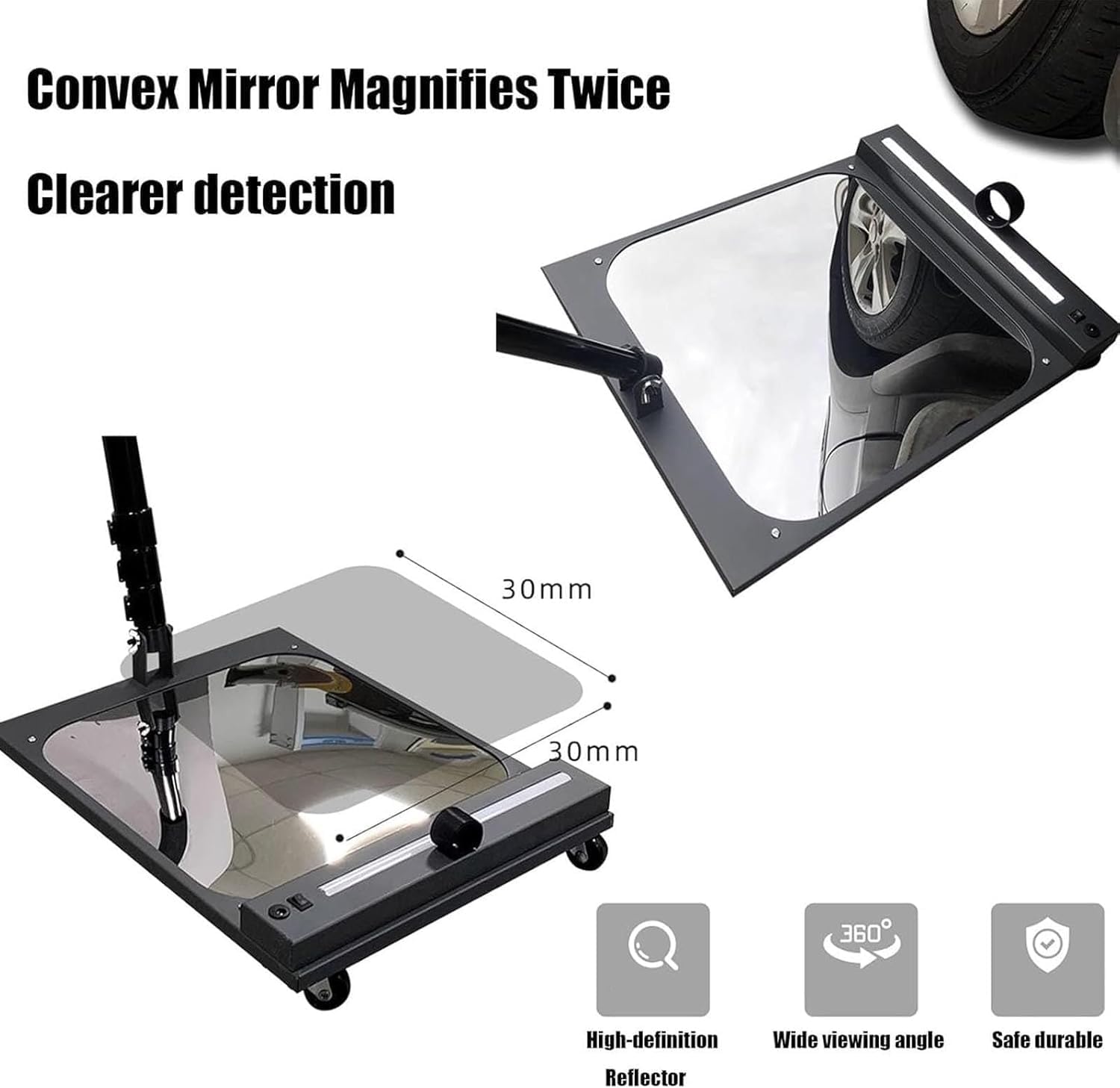 Pro-Grade Under Car Inspection Systems,Foldable & Retractable Square Underbody Tool w/Wheels & LED Lights,Ergonomic Design for Easy Vehicle Maintenance (1pcs)