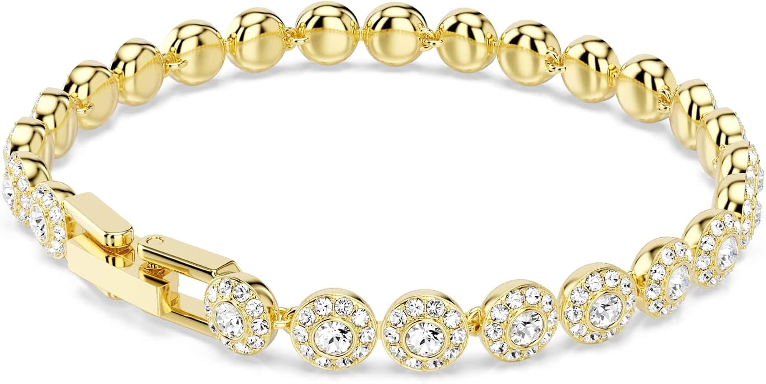 Una Angelic bracelet, Round cut, White, Gold-tSwarovski One plated