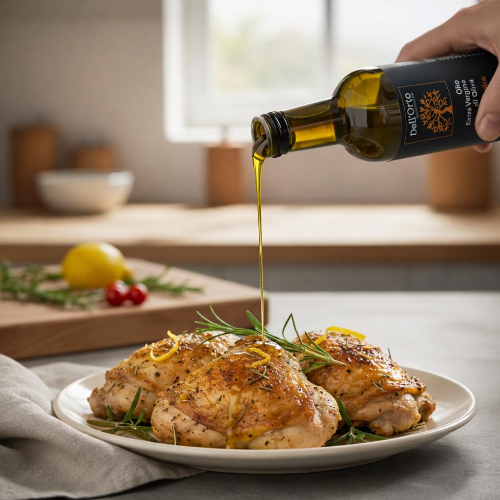 Dell'Orto USDA Organic Extra Virgin Olive Oil (500ml) | Gold Medalist NYIOOC 2025 | Sustainably Farmed, Cold Pressed Italian Olive Oil | Harvest Date, Dark Glass Bottle | 16.9 fl oz