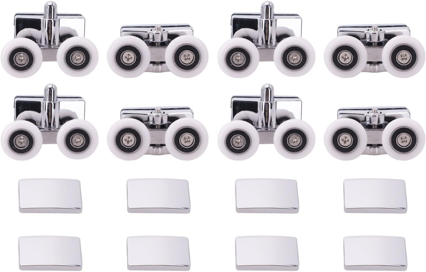 23mm Chrome Shower Door Rollers for Sliding & Curved Shower Screen Doors – ABS Top and Bottom Runners/Wheels Replacement Set (8-Piece)
