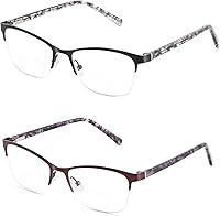 Vista 9 de Gafas de lectura bifocales pequeñas para mujer, con luz azul, lector de computadora, parte superior transparente, Cateye para mujer, gafas elegantes