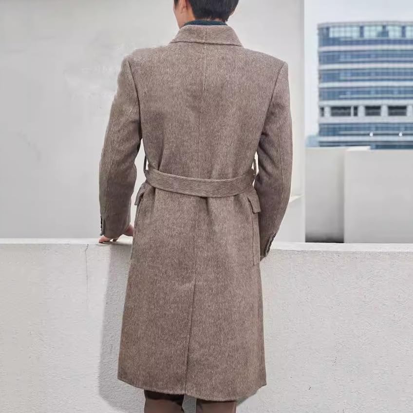 Double-sided Cashmere Coat Men's mid-length Double-breasted Bathrobe collar Woolen coat4