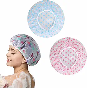 Kit 2 Toucas de Banho Premium Impermeáveis com Renda Proteção Total para Cabelos Secos, Ajuste Confortável, Reutilizável, Estampas Floral e Poá | Acessório Feminino para Banho