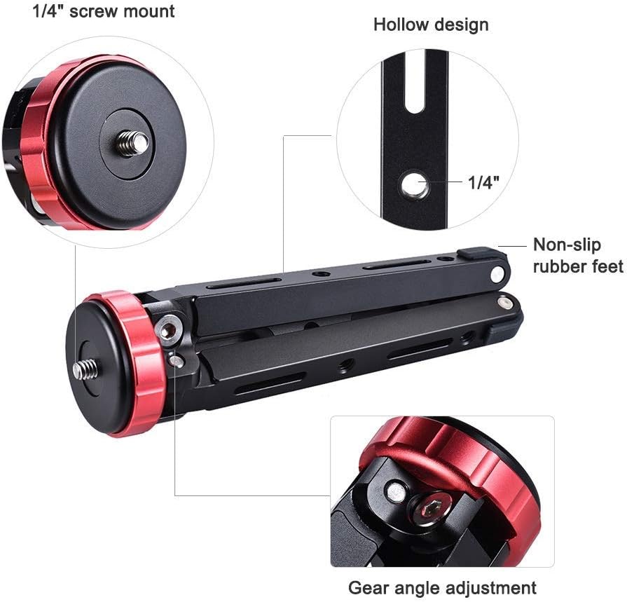 Scalable Tripod Portable Aluminum Mini Table Tripod Photography Bracket for Cameras Portable Tripod (Color : Black, Size : One Size)