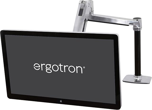 Ergotron  LX HD Sit-Stand Single Heavy Duty Monitor Arm, VESA Desk Mount  for Monitors Up to 49 Inches, 14 to 30 lbs  Polished Aluminum