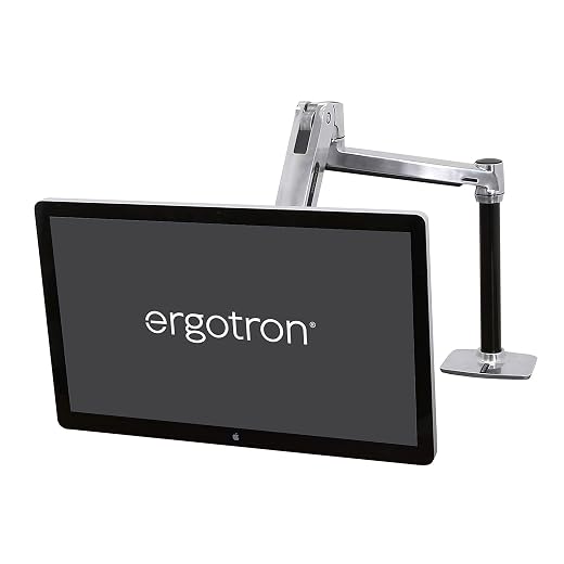Ergotron – LX Sit-Stand Single Monitor Arm, VESA Desk Mount – for Monitors Up to 42 Inches, 7 to 25 lbs – Polished Aluminum