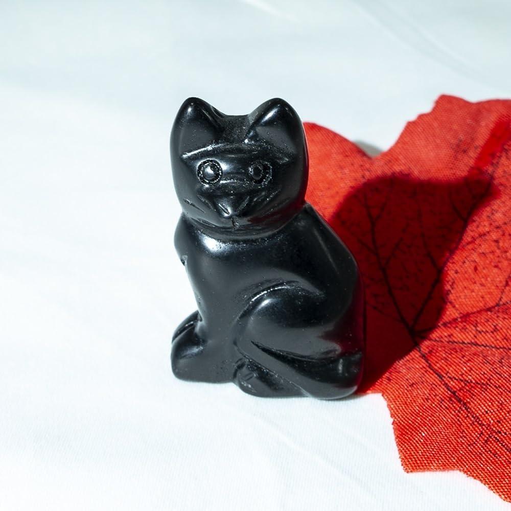 美品】猫 黒猫 招き猫 石製 置物 インテリア 工芸品 美術品 A2921