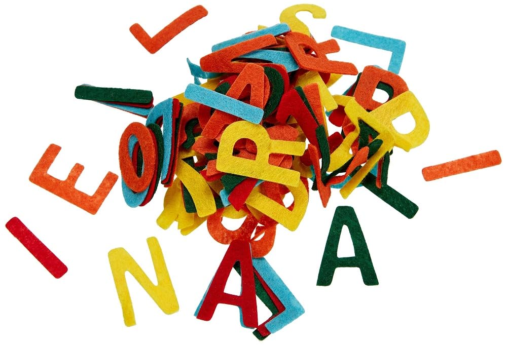 RAYHER Felt Letters and Numbers in five colours, for decorating and learning, 4cm, approx. 230pcs