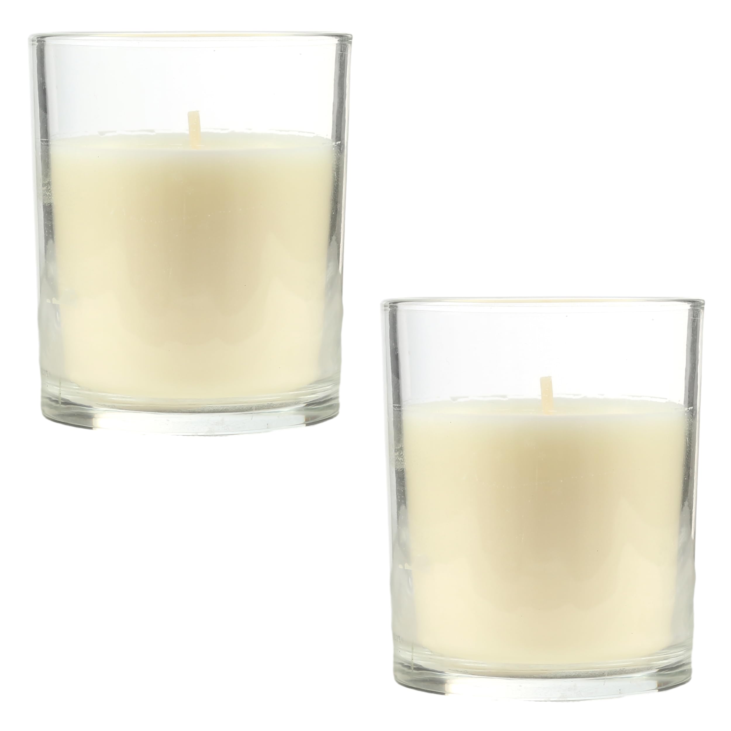 Pack de 2 Velas Aromáticas en Vaso de Cristal Reciclable 125g - 28h de Duración，Cera Vegetal Perfumada, Fabricadas en España, 8.5x7cm (Antiolores)