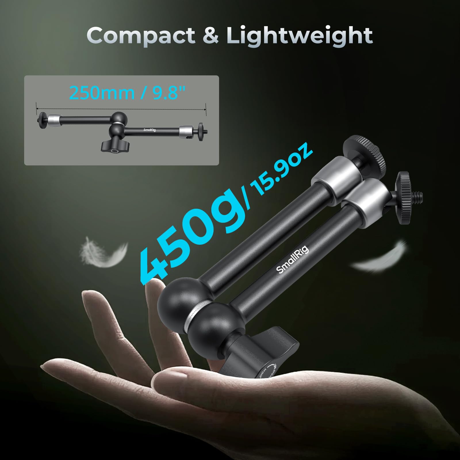 SMALLRIG 9,8-calowy Magic Arm 2-Pack, regulowany przegubowy uchwyt cierny z gwintem 1/4"-20, do montażu monitora kamery/światła LED, 5317
