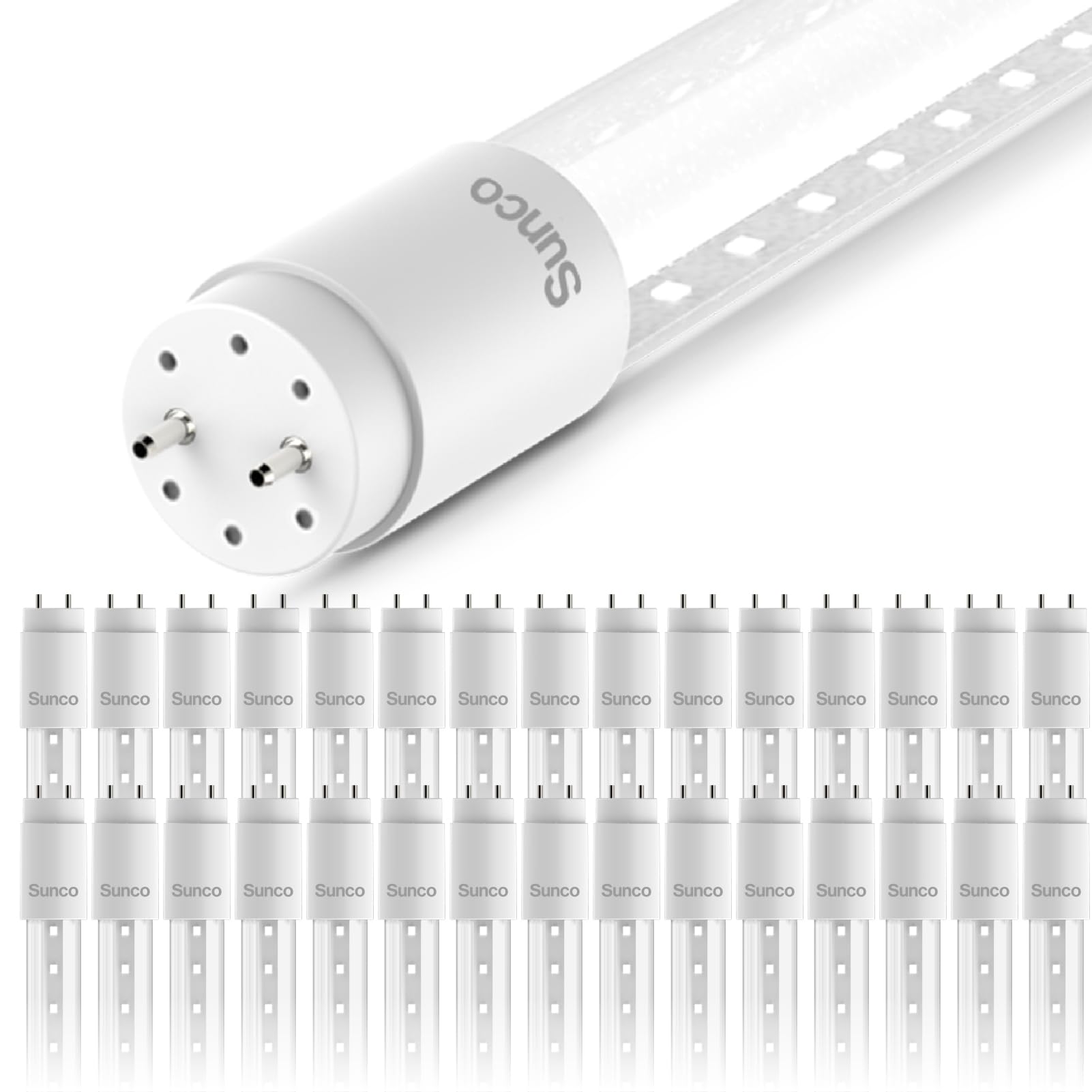 Sunco 30 Pack T8 LED 4FT Light Bulbs Hybrid Type A+B Plug & Play
