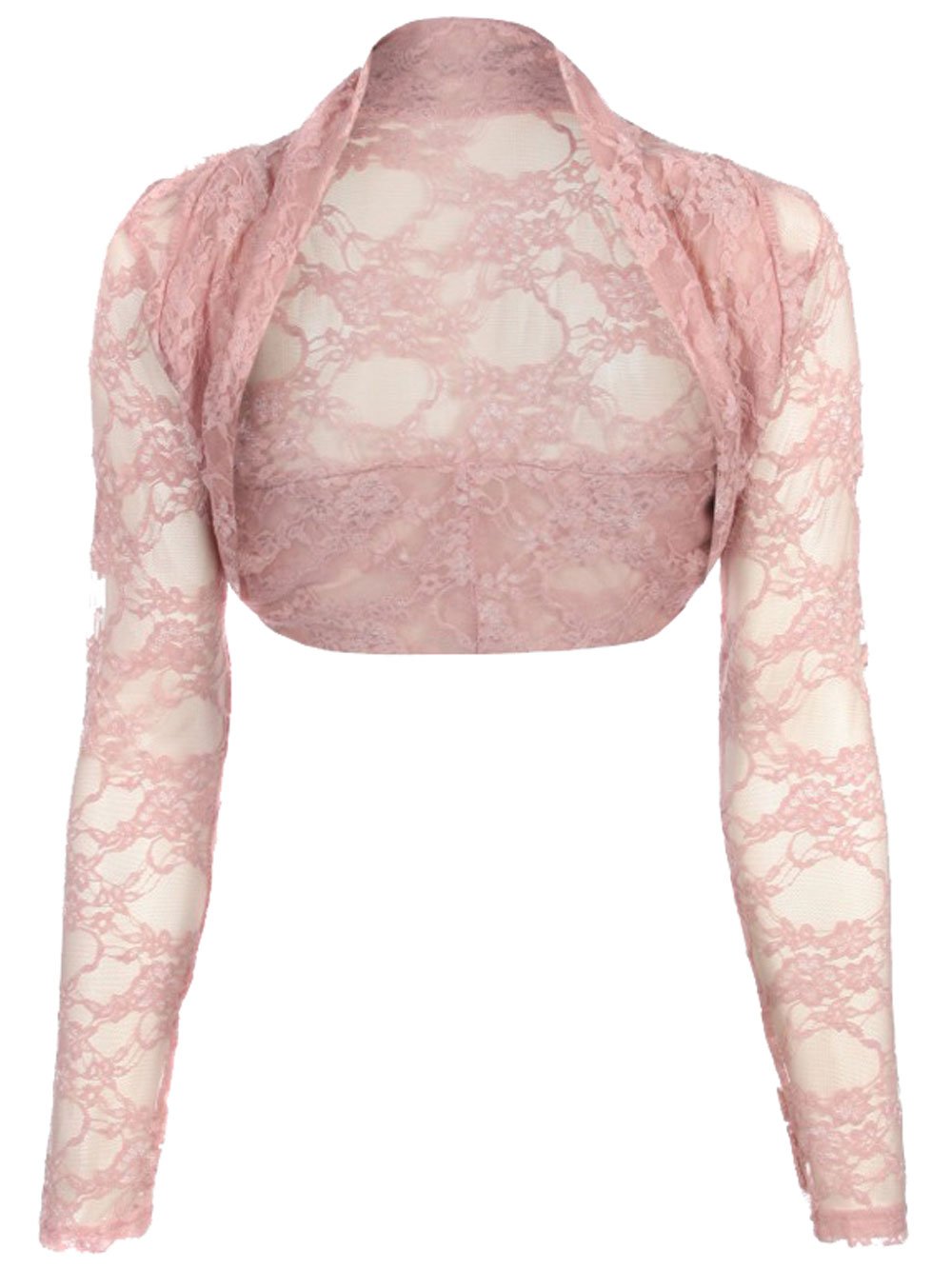 Divadames Womens Cropped Lace Shrug Ladies Bolero Plus Shrug Size UK 8-24 (4XL/5XL(22-24), Dusty Pink)